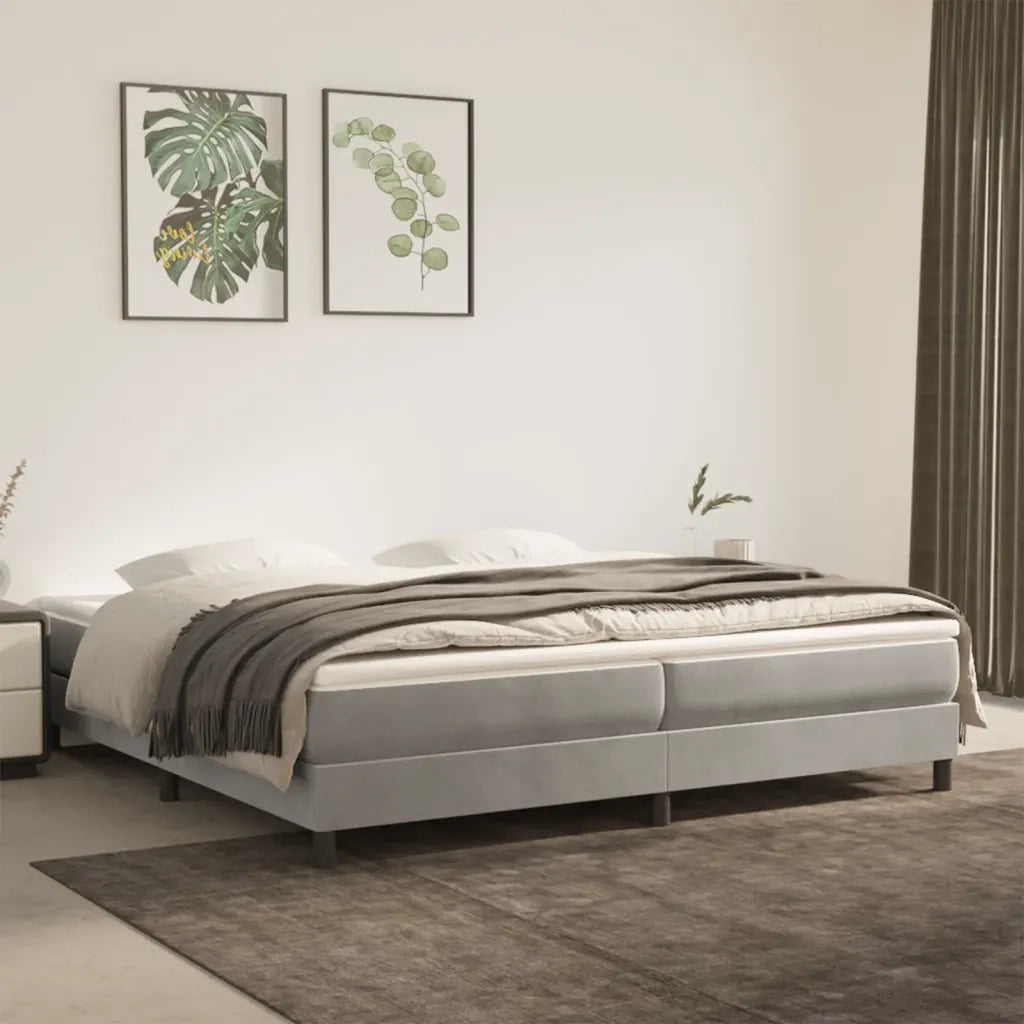 Letto matrimoniale | Letto per adulti | Struttura Letto a Rete a Molle Grigio Chiaro 200x200 cm Velluto