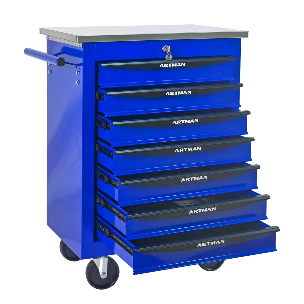 Carrello da officina multifunzionale a 7 cassetti con ruote, porta attrezzi su rulli metallici, per garage, officina, magazzino e centro riparazioni ¨C