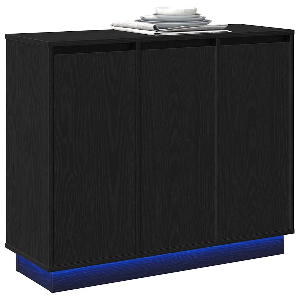 Madia LED Rovere Nero 90 x 32 x 75 cm Legno multistrato 869675