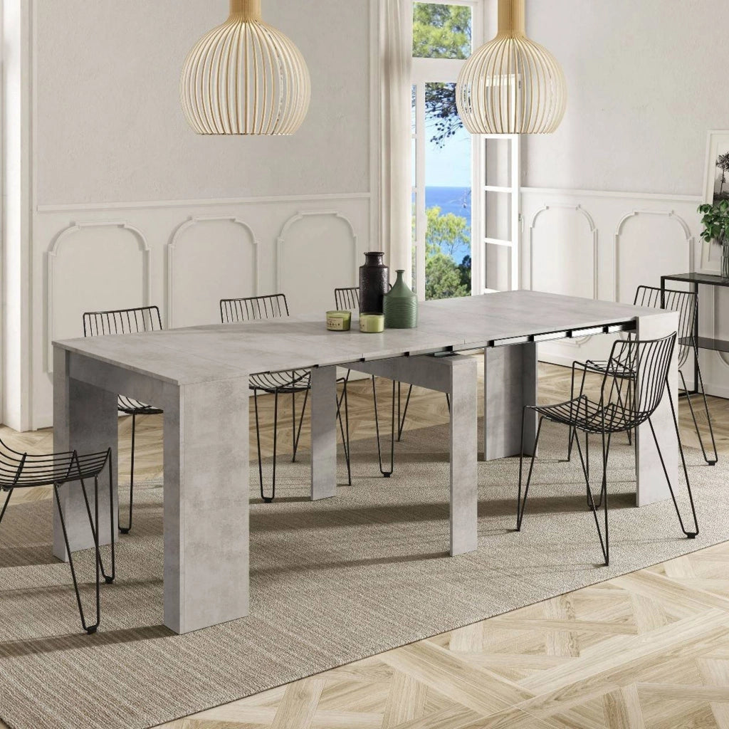 Abicitren, Consolle Allungabile 10 Posti, 90x51x78h cm Grigio Cemento