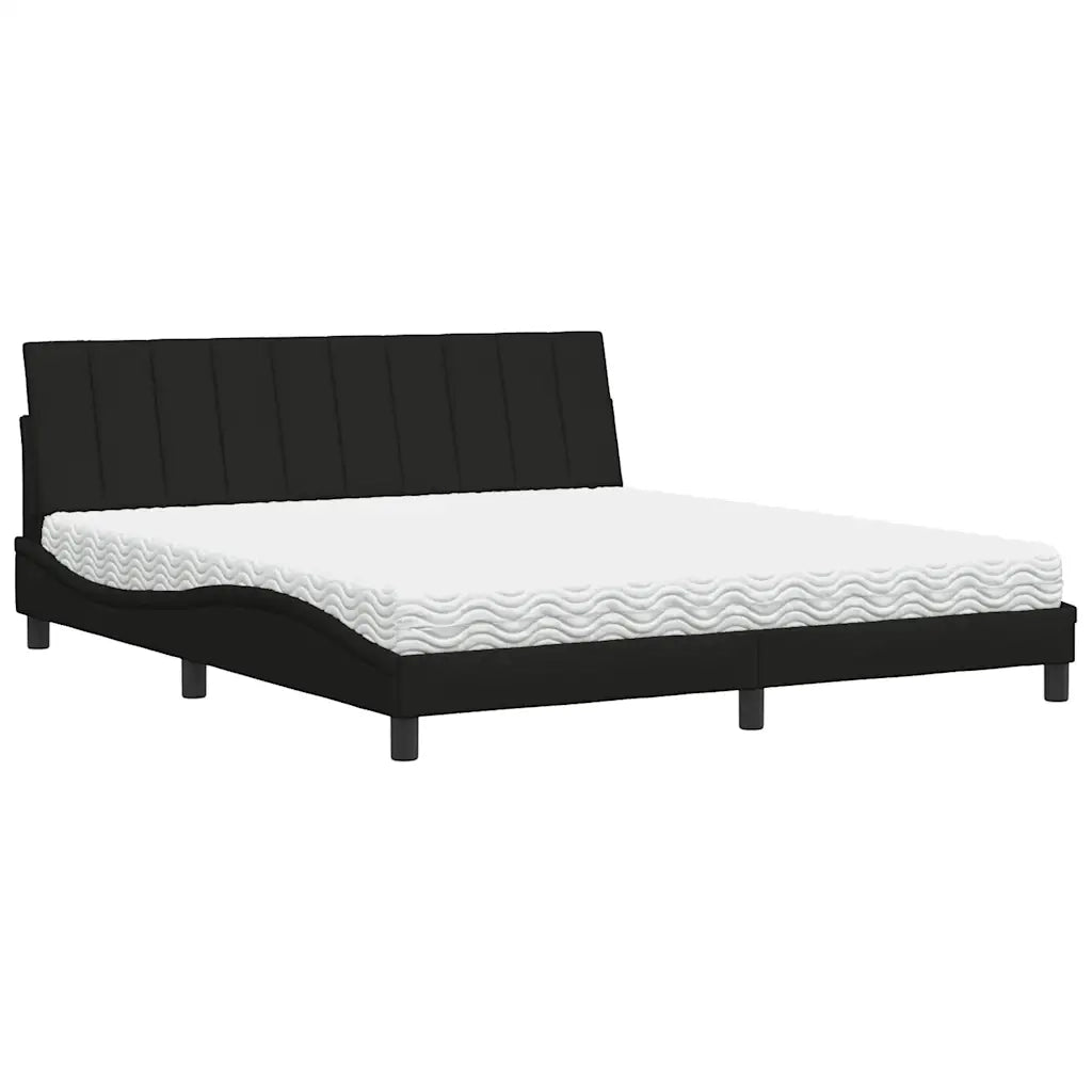 Letto con Materasso Hanko Nero 180x200 cm in Tessuto