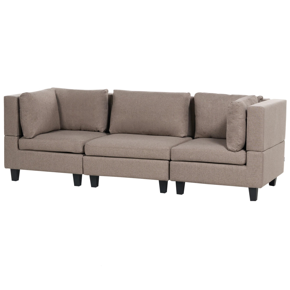 Divano moderno modulare a 3 posti imbottito tessuto poliestere marrone con schienale imbottito stile moderno classico