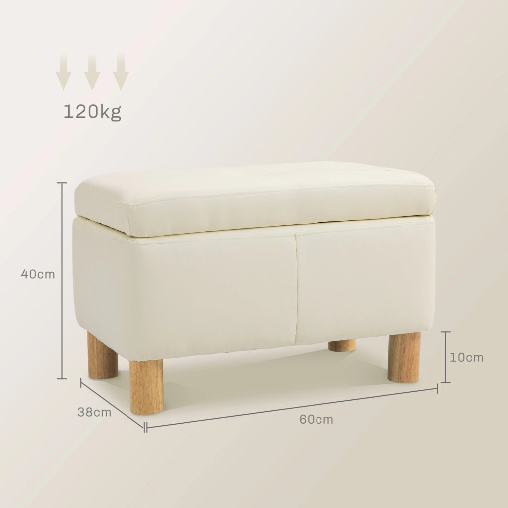 Pouf con contenitore ¨C zephmum ¨C crema, similpelle, 60x38x40 cm