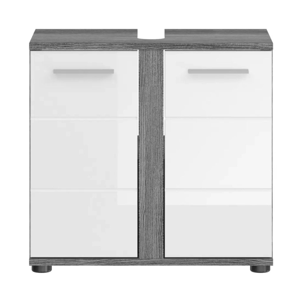 Set di mobili da bagno WILLIAM - Grigio scuro e bianco - 114x191x34 cm