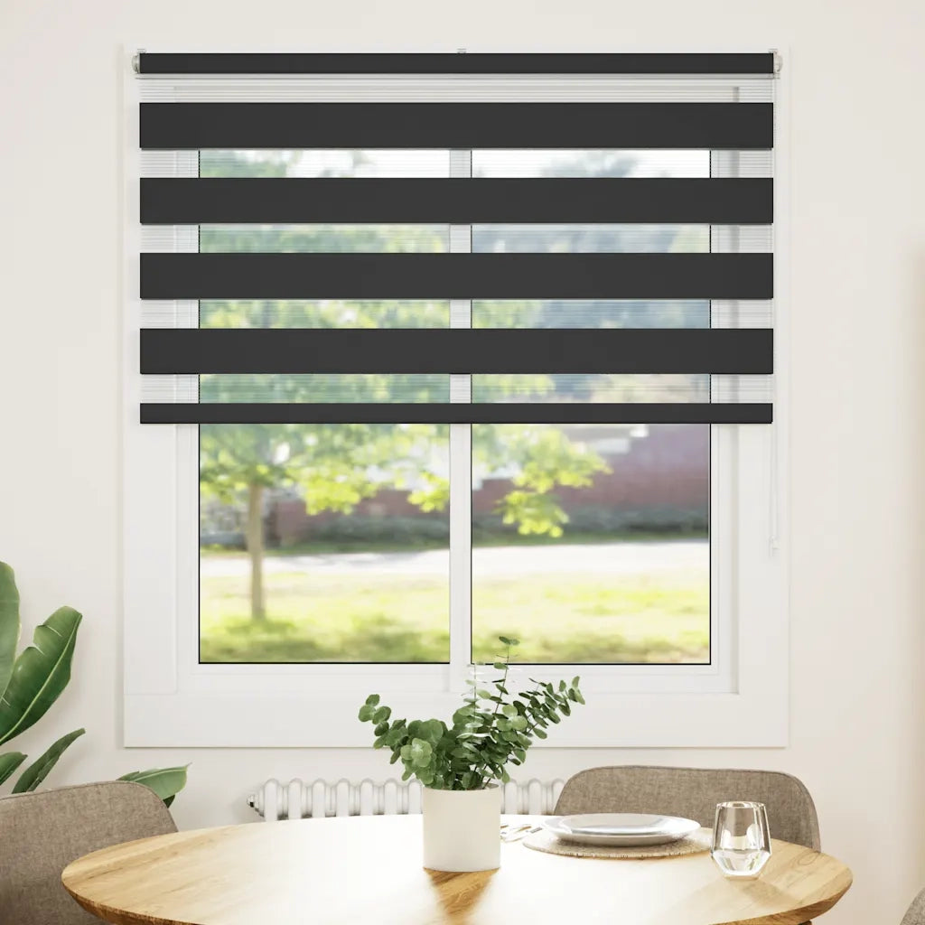 Tenda a rullo | Tenda avvolgibile Zebra Nero Larghezza Tessuto 125,9 cm Poliestere