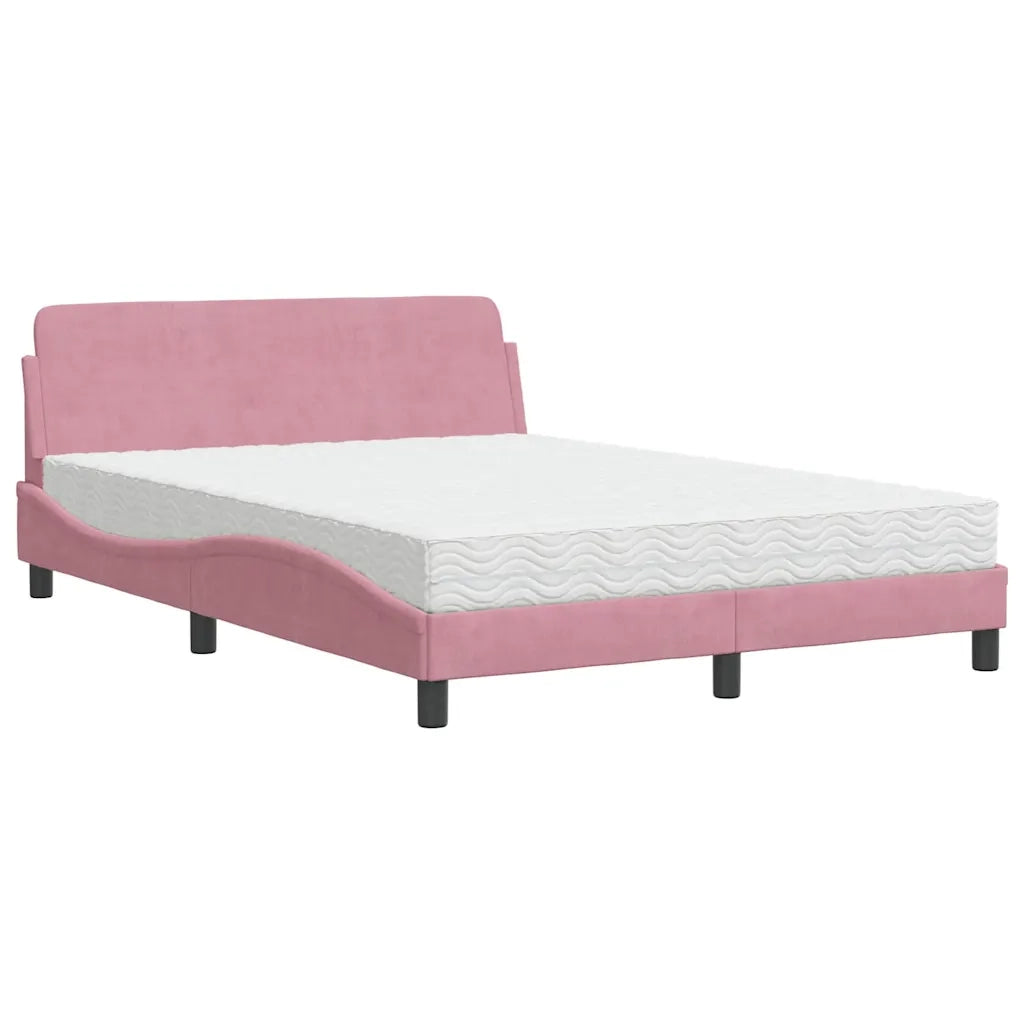 Letto con Materasso-Struttura Letto con Materasso Dover Rosa 120x200 cm in Velluto