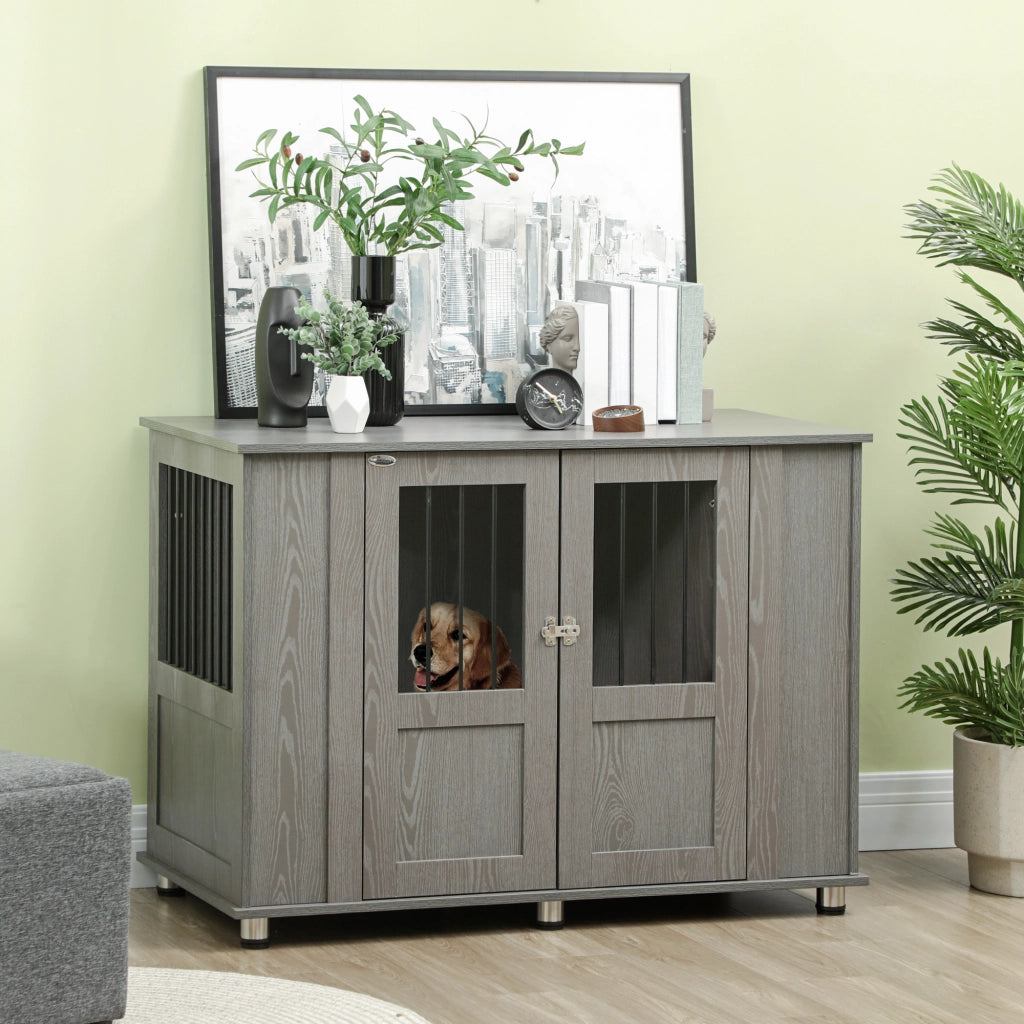 CUCCIA PER CANI 116x60x87 cm Legno Grigio con porta magnetica