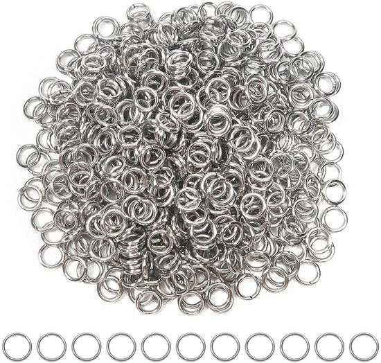 Connettori per gioielli in acciaio inossidabile, argento, 4 mm, 500 pezzi, inclusa scatola di conservazione