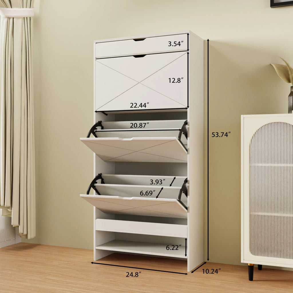 SCARPIERA 2 RIPIANI 3 CASSETTI IN MDF BIANCO