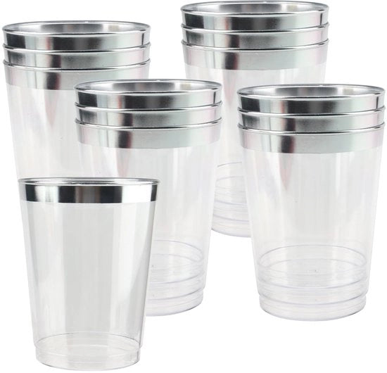 Bicchieri in Plastica da 360 ml - Bicchieri per Festa Riciclabili - Bicchieri da Cocktail in Vetro - Lame Smazzate - Progetto Stivabile - Ideali per i Compleanni
