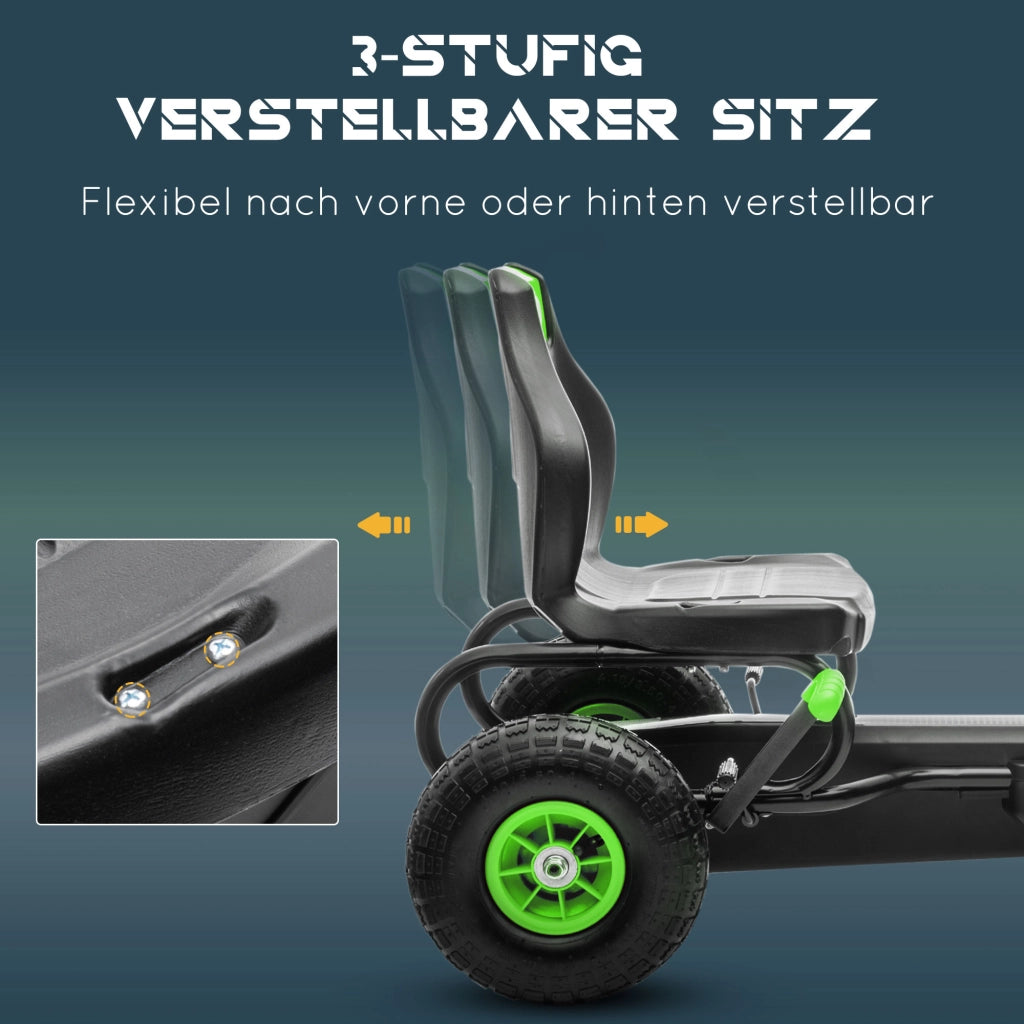 Gokart per Bambini con Pedali ¨C Minimal ¨C Verde e Nero 121x58x61 cm