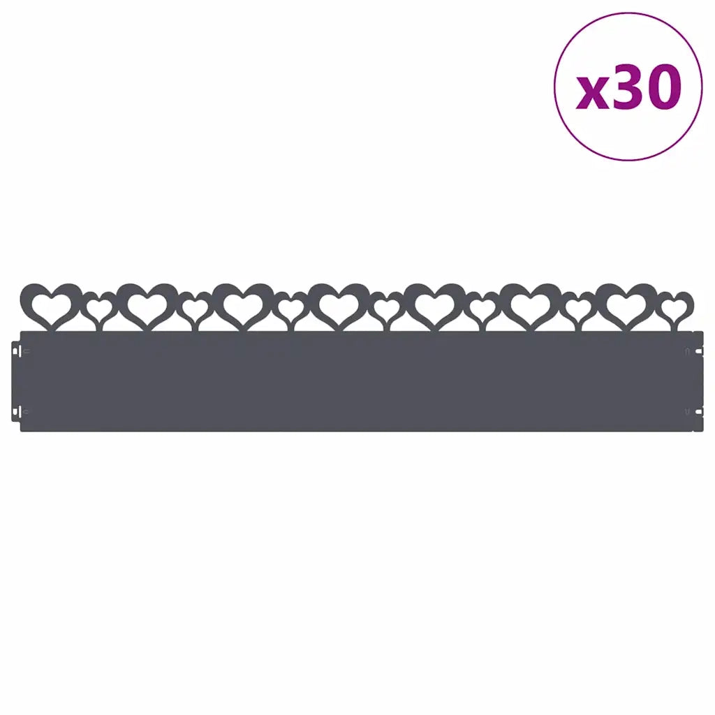 Bordure per prato 30 pz Antracite 103 x 0,05 x 22 cm Acciaio CFW1592827