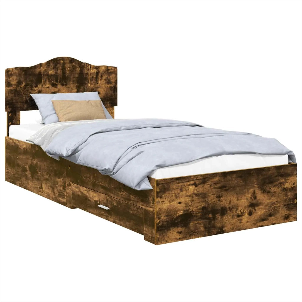 Letto singolo | Letto per adulti | Struttura del letto Rovere fum¨¦ 70 x 190 cm Legno multistrato