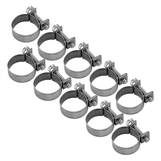 Slangklem RVS - 10 Stuks - 304 Stagno Inossidabile - Verstelbare Diametro 6-20mm - Slangklem con Fermo Sospensione - Resistente allo Shock e Duraturo - 10 pezzi