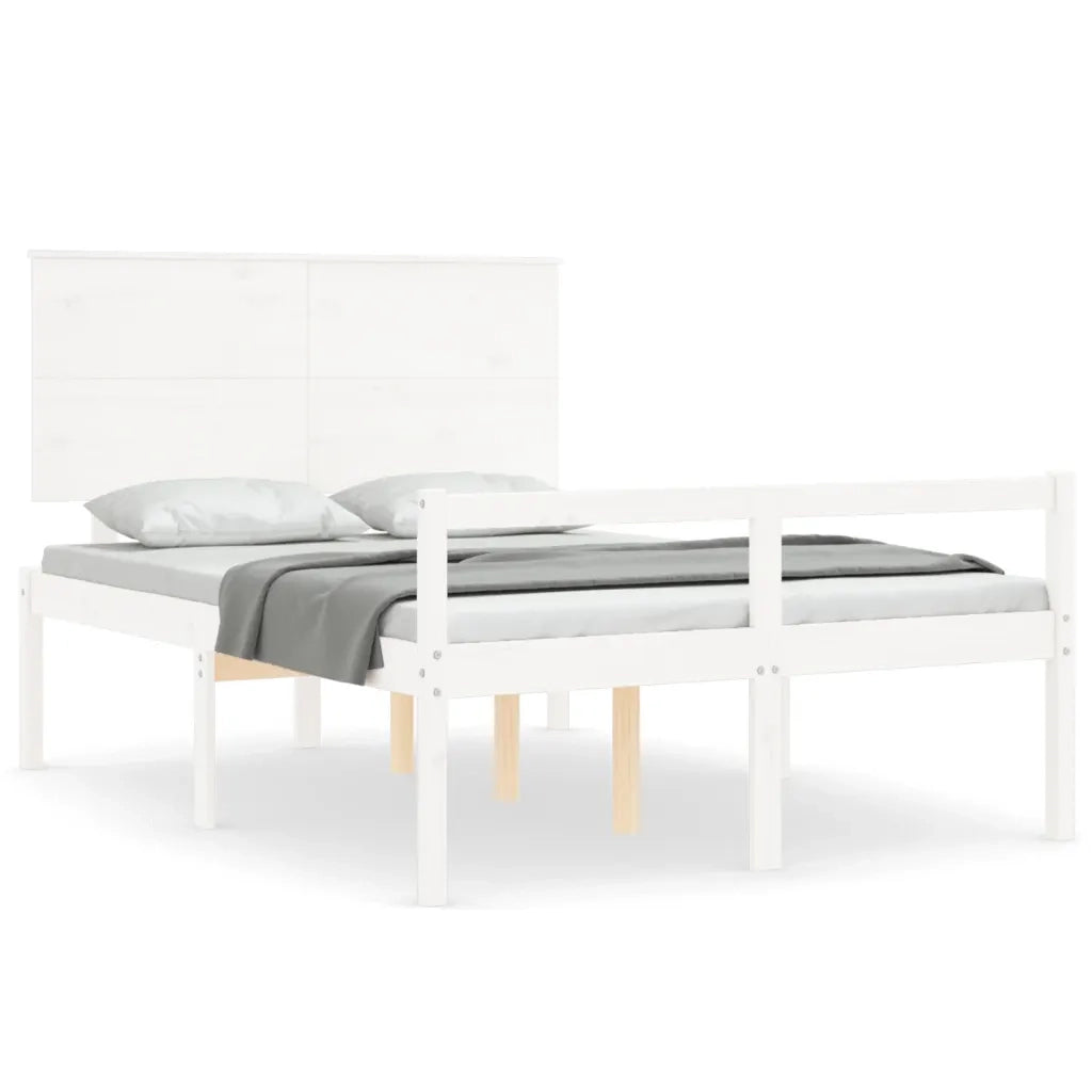 Letto per Anziani-Struttura Letto per Anziani  Bianco Testiera Small Double Legno Massello 177031