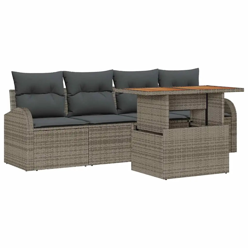 Set Divano da Giardino con cuscino 5 pcs Grigio