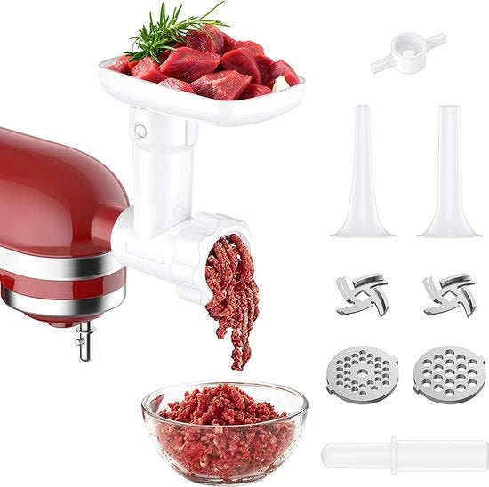 Accessori per macinazione carne per macchina da cucina KitchenAid, kit di accessori per macchina da cucina KitchenAid con disco per macinazione, cornice per salsiccia, accessori facoltativi per blender KitchenAid