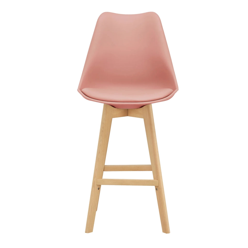Set di 2 sgabelli da bar con seduta schienale e poggiapiedi legno di faggio 105 cm rosa 03_0002782