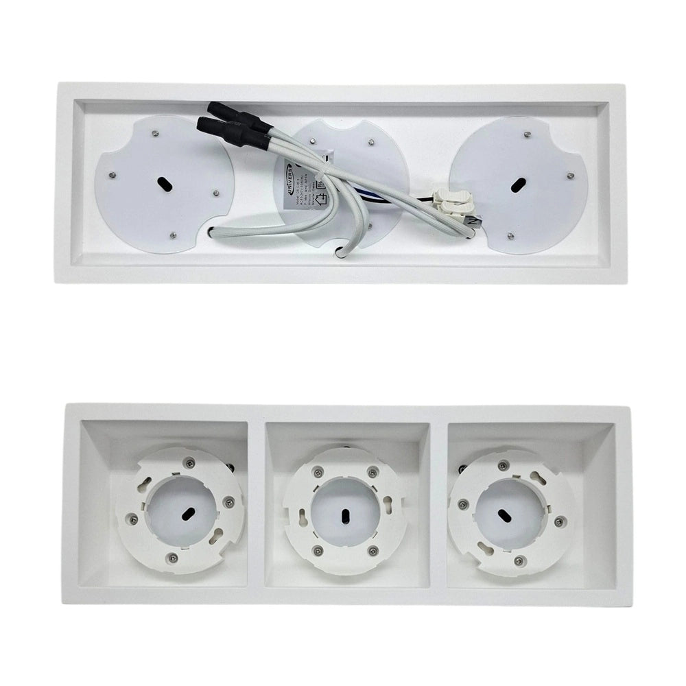 Applique in Gesso Rettangolare Verniciabile GX53 3 Luci – Plafoniera Soffitto 310x110 mm con Lampadine Incluse CCT