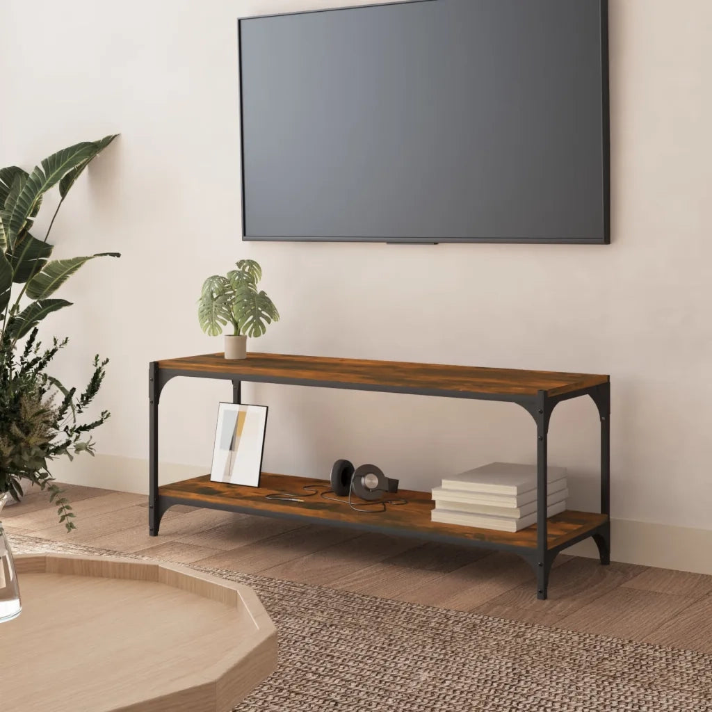 Mobile TV | Armadietto TV | Mobile Porta TV Rovere Fumo 100x33x41 cm Legno Multistrato e Acciaio