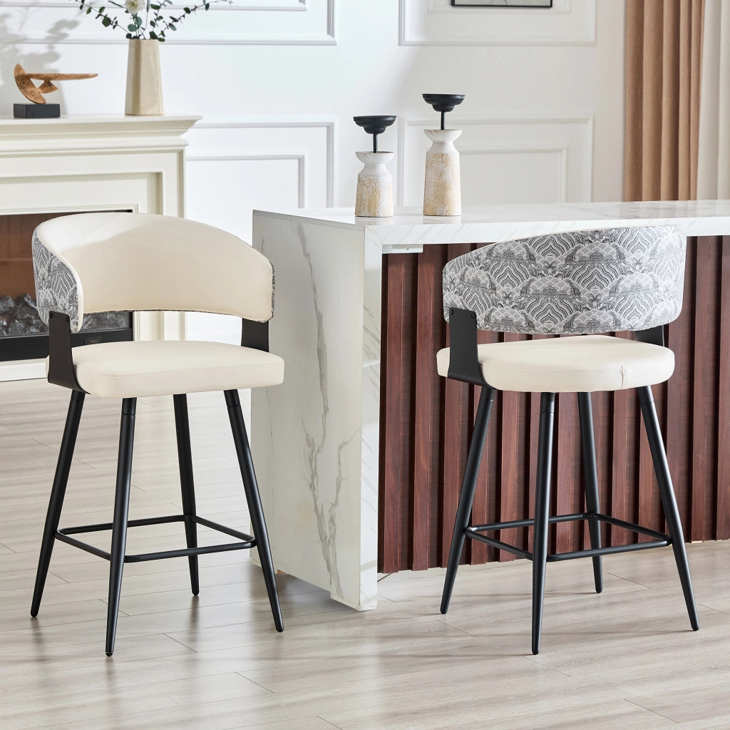 Set di 2 sgabelli da bar con schienale, sgabelli da cucina moderni, seduta in similpelle, struttura in metallo, poggiapiedi stabile, design ergonomico