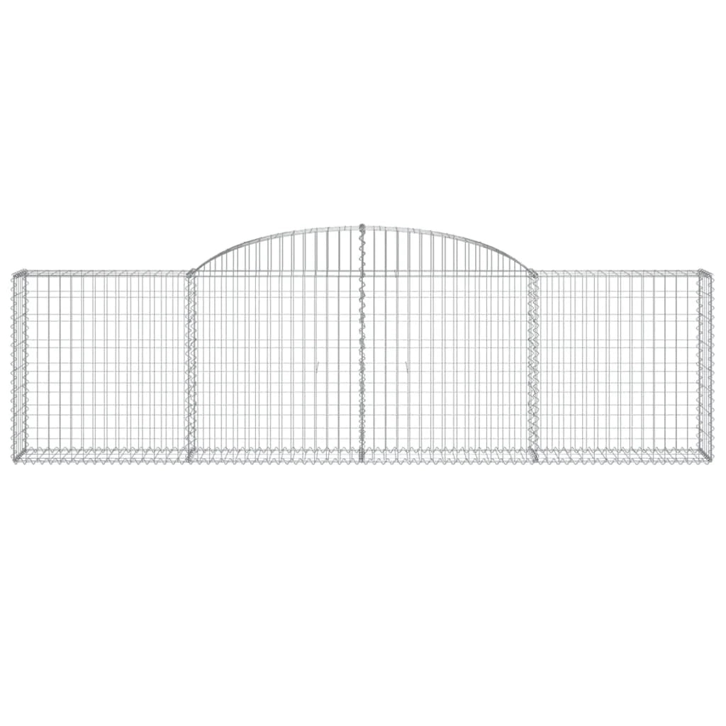 Cestini gabbioni recinzione a gabbia muro di contenimento ad arco 3 pezzi 300 x 30 x 80/100 cm ferro zincato argento 02_0040769