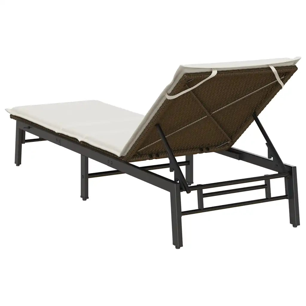 Lettino Prendisole con Cuscino Marrone in Polyrattan 4104080