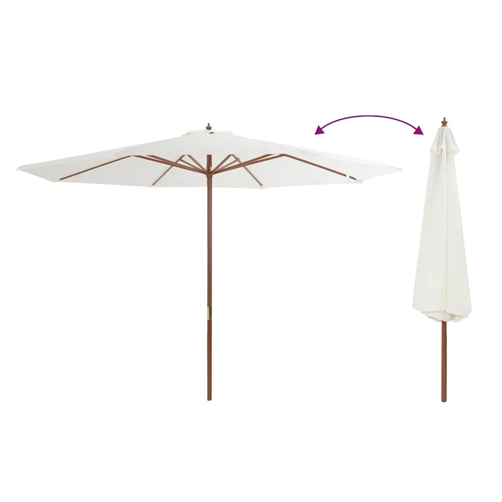 Ombrellone da Esterni-Ombrello da giardino con Palo in Legno 350 cm Bianco Sabbia