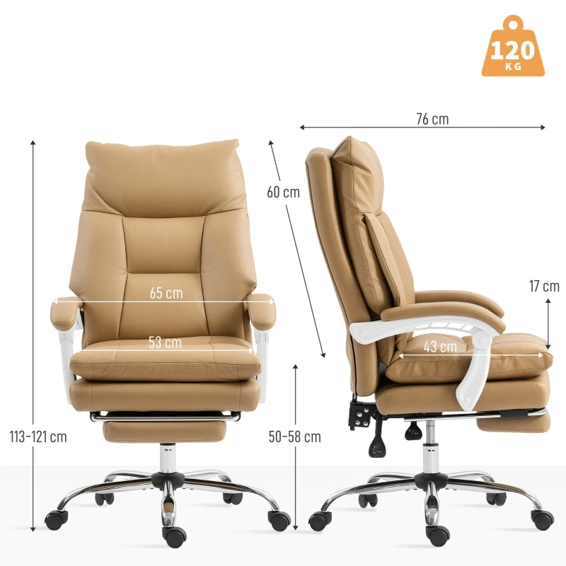 Sedia da ufficio ergonomica con Schienale reclinabile 135° e Poggiapiedi estraibile, in Similpelle Marrone