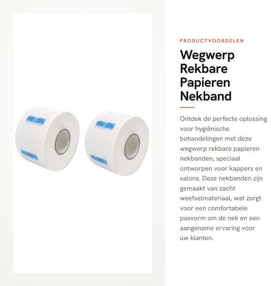 Nekband in Tessuto Soffice - 2 Rotoli - Imbevibile - Resistente - 33 cm di Lunghezza - Carta Nera - Collare