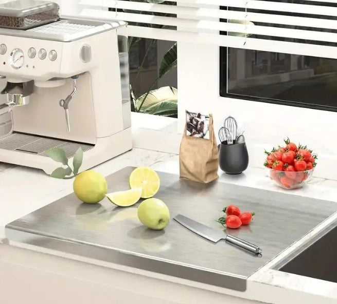 Spianatoia Tagliere in Acciaio Inox 304 per Impastare, con Tappeto Antiscivolo Omaggio 60x48 cm