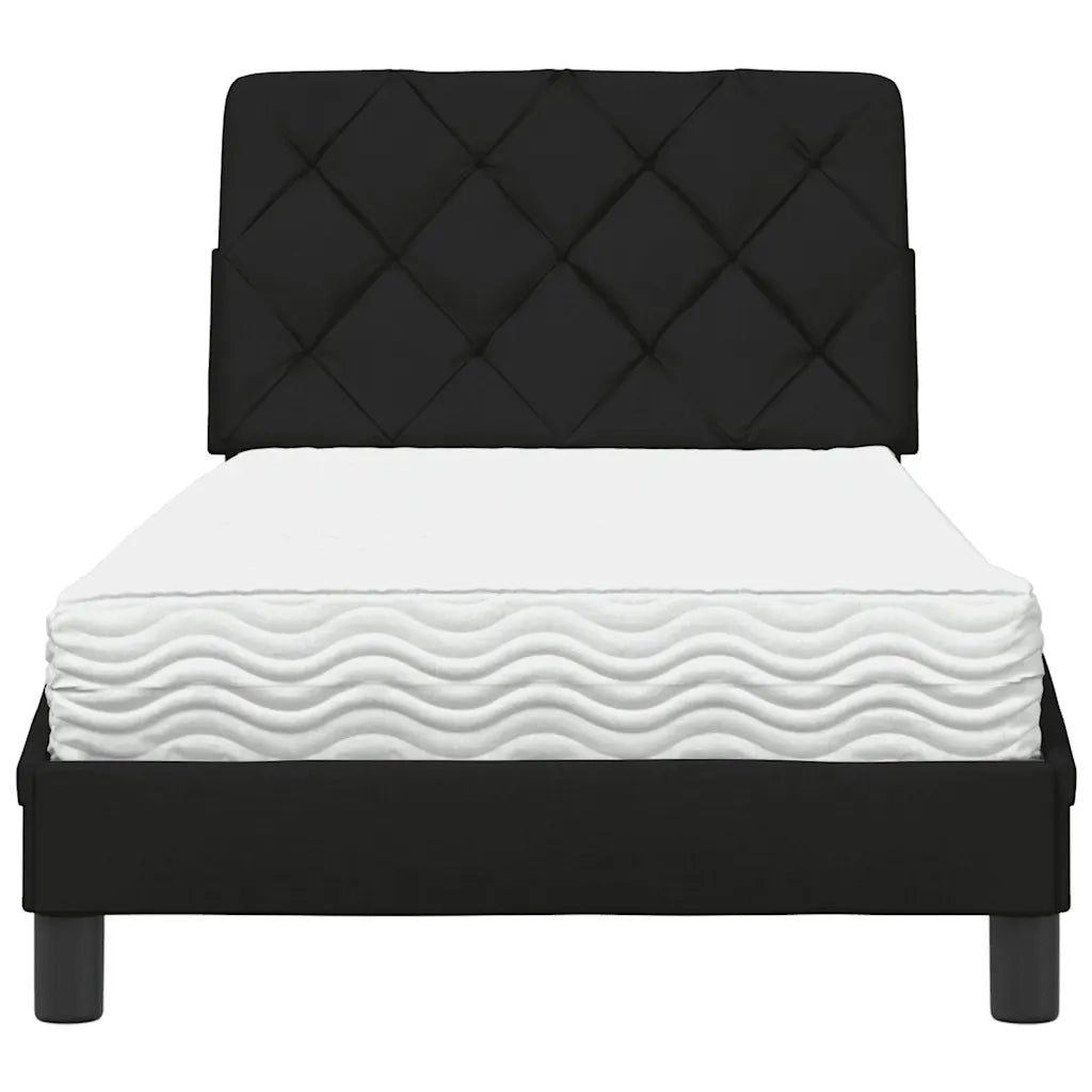 Letto con Materasso-Struttura Letto con Materasso Nero 90x190 cm in Tessuto