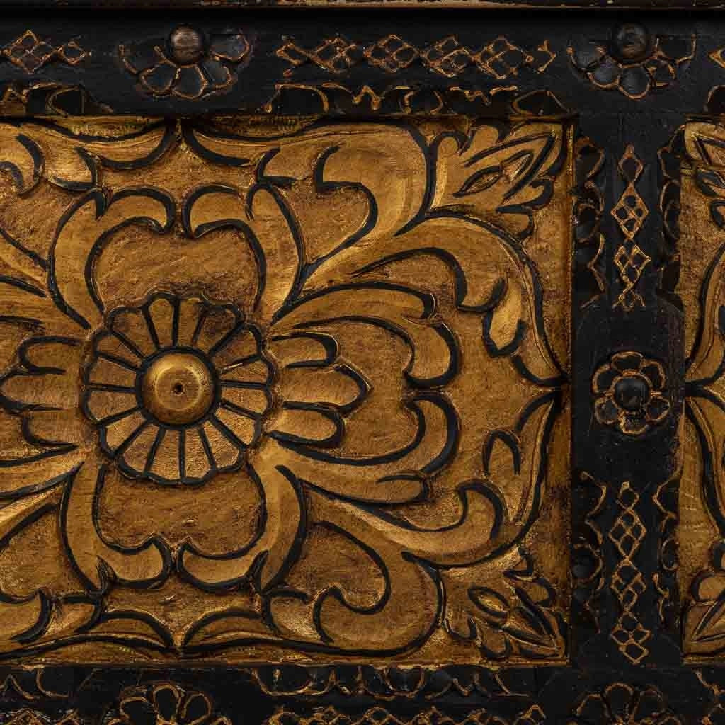 Cassapanca in legno artigianale nero 101x40x47