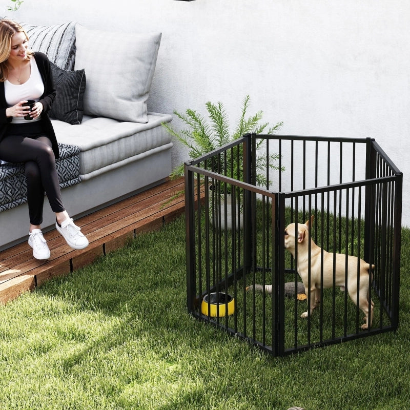 Area per cani, parco per animali, 5 pannelli, recinzione pieghevole portatile, sicura, nera