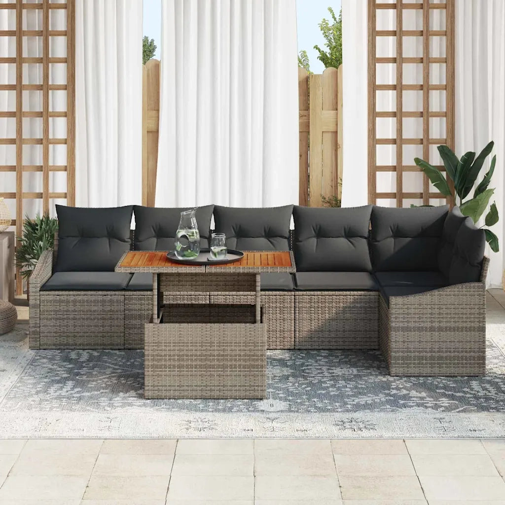 Set Divano da Giardino 7 pcs Grigio Poly Rattan 3358582