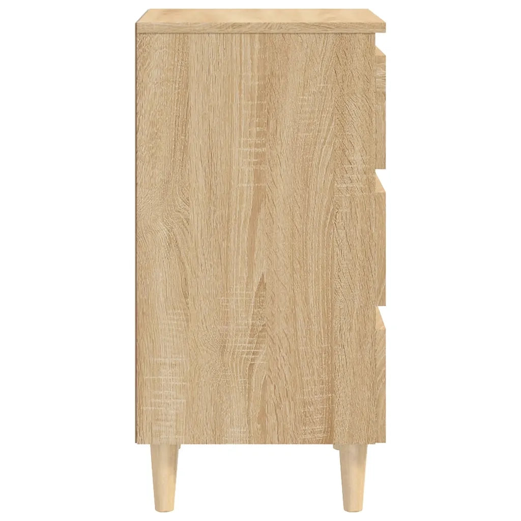 Comodino con Gambe in Legno Massello Rovere Sonoma 40x35x69 cm 805893