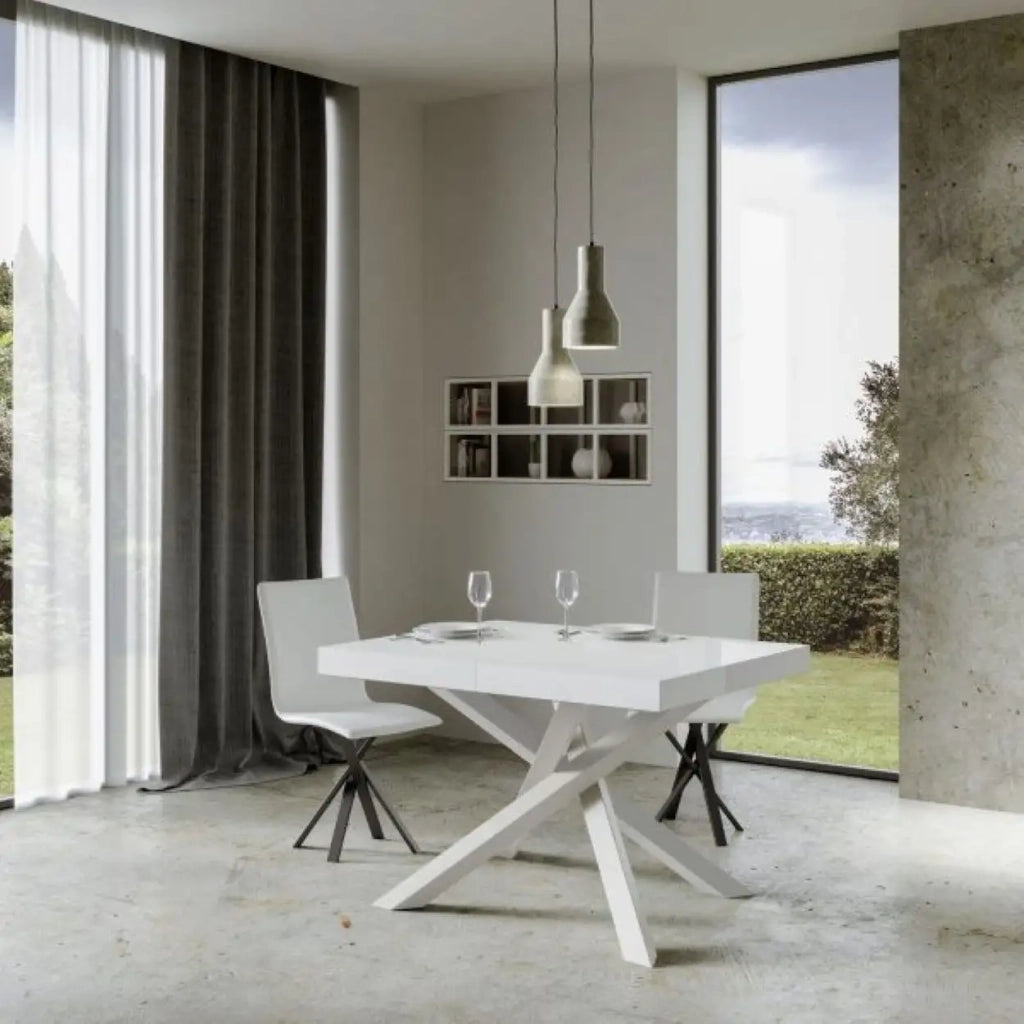 Tavolo allungabile 130/234x90 cm Volantis Premium colore bianco frassino gambe bianche