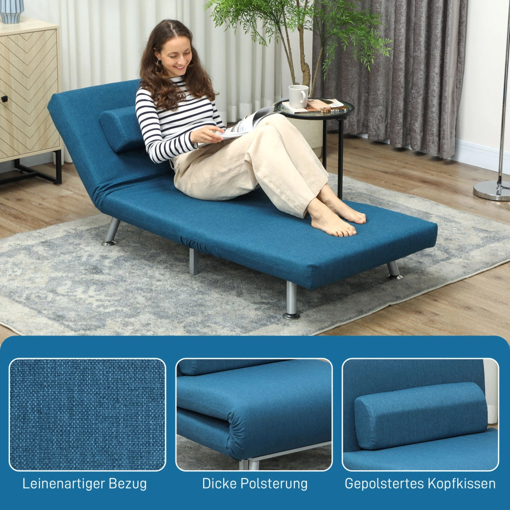Poltrona letto ¨C Minimal ¨C Blu, tessuto, 75x70x75 cm