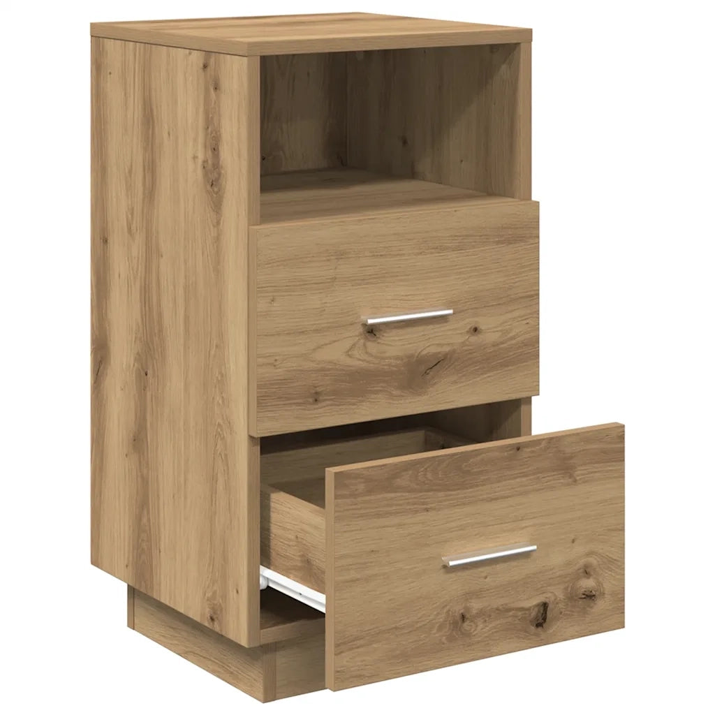Comodini 2 pz con 2 Cassetti Rovere Artigianale 36x36x68 cm 858595
