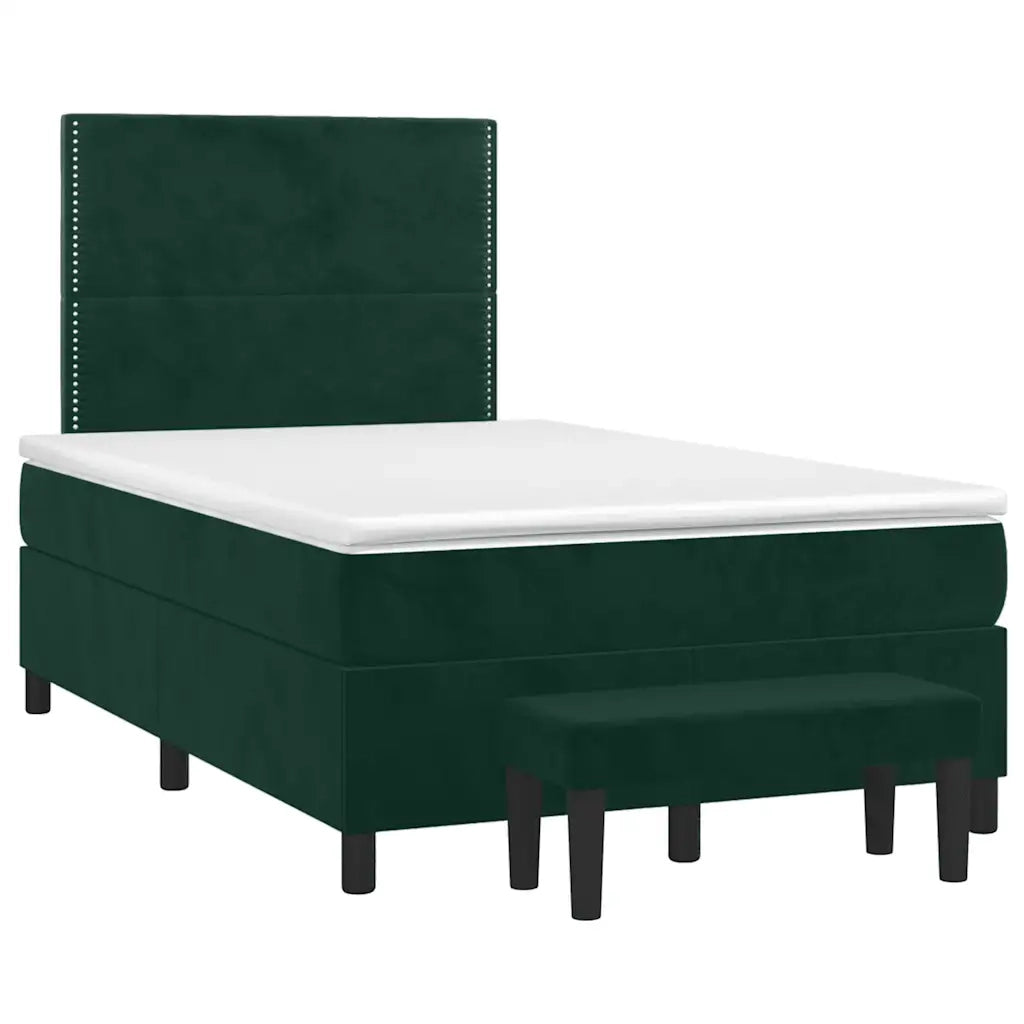 Giroletto a Molle con Materasso Verde Scuro 120x190 cm Velluto
