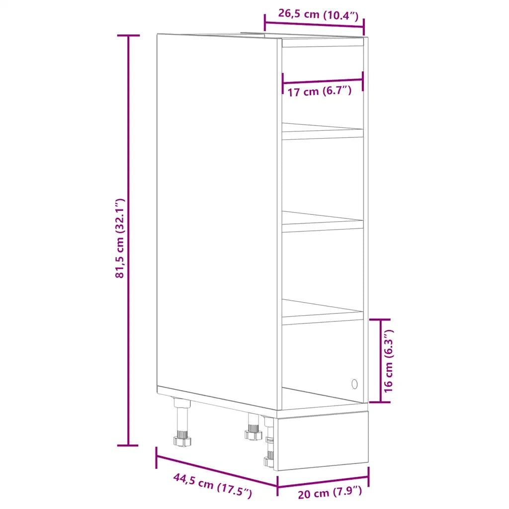 Pensile da cucina | Armadio Inferiore ¡°Riga¡± Rovere Sonoma 20x44,5x81,5 cm