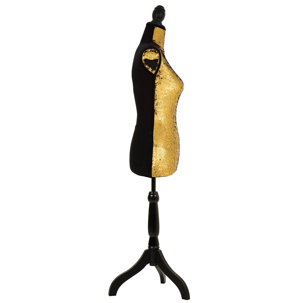 Manichino in legno e gommapiuma rivestito in tessuto 24x37,5x168h cm