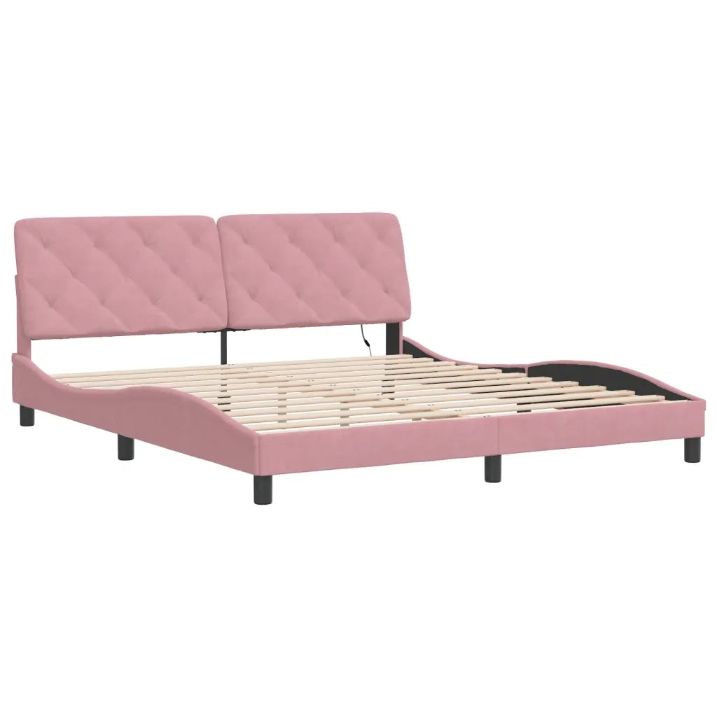 Giroletto con LED senza Materasso Rosa 180x200 cm in Velluto 3213872