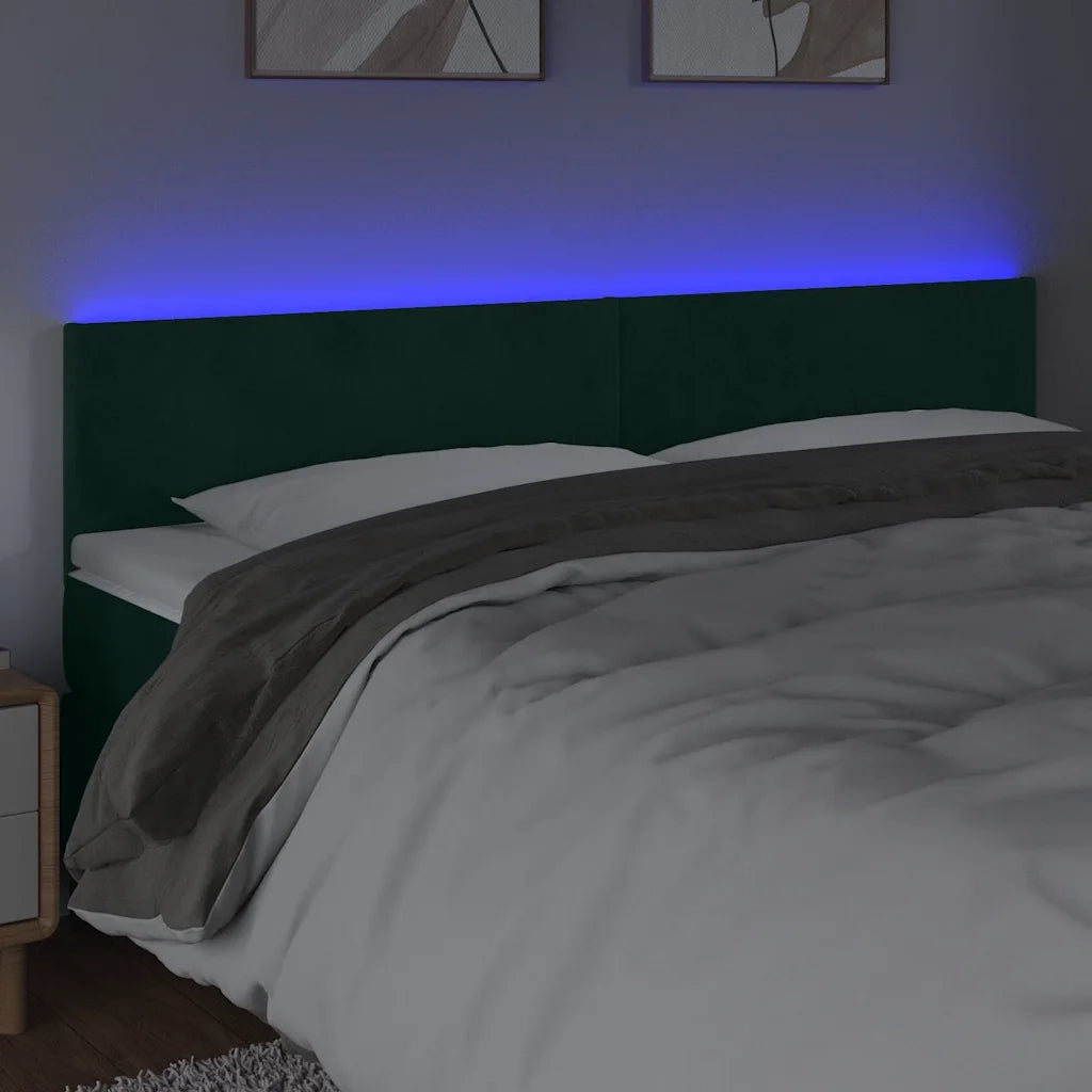 Testiera a LED-Testata con LED Verde Scuro 160x5x78/88 cm in Velluto 713582