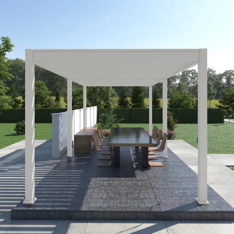 Pergola bioclimatica OmbrÃ©a autoportante VS - 3x6M Bianco + 2 tende