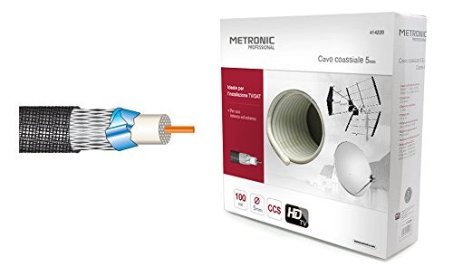 Cavo Coassiale Tv Sat À ± x 100 Metri Metronic 5 mm 0,15 mm