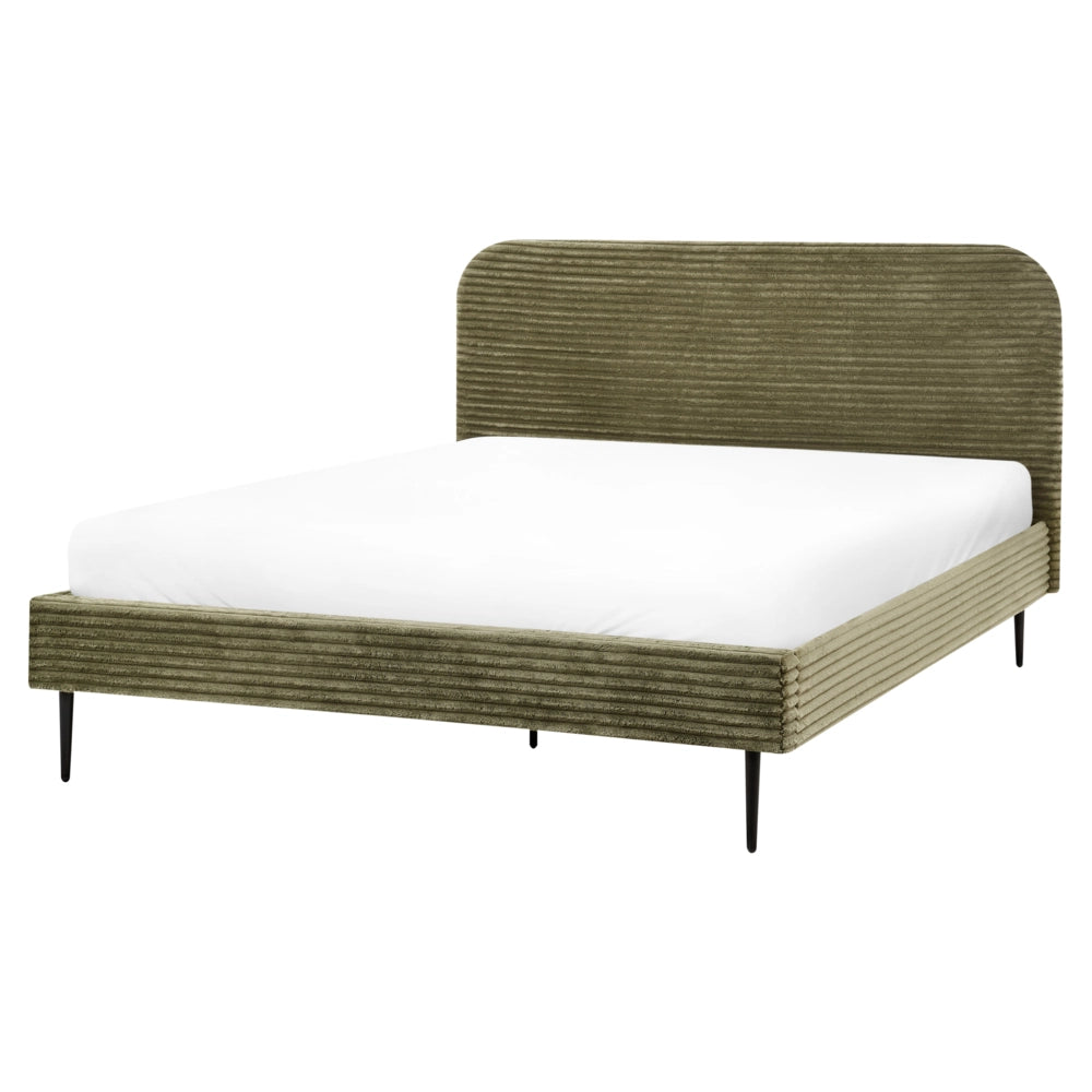 Letto verde velluto a coste testiera con rete a doghe 160 x 200 cm design minimalista