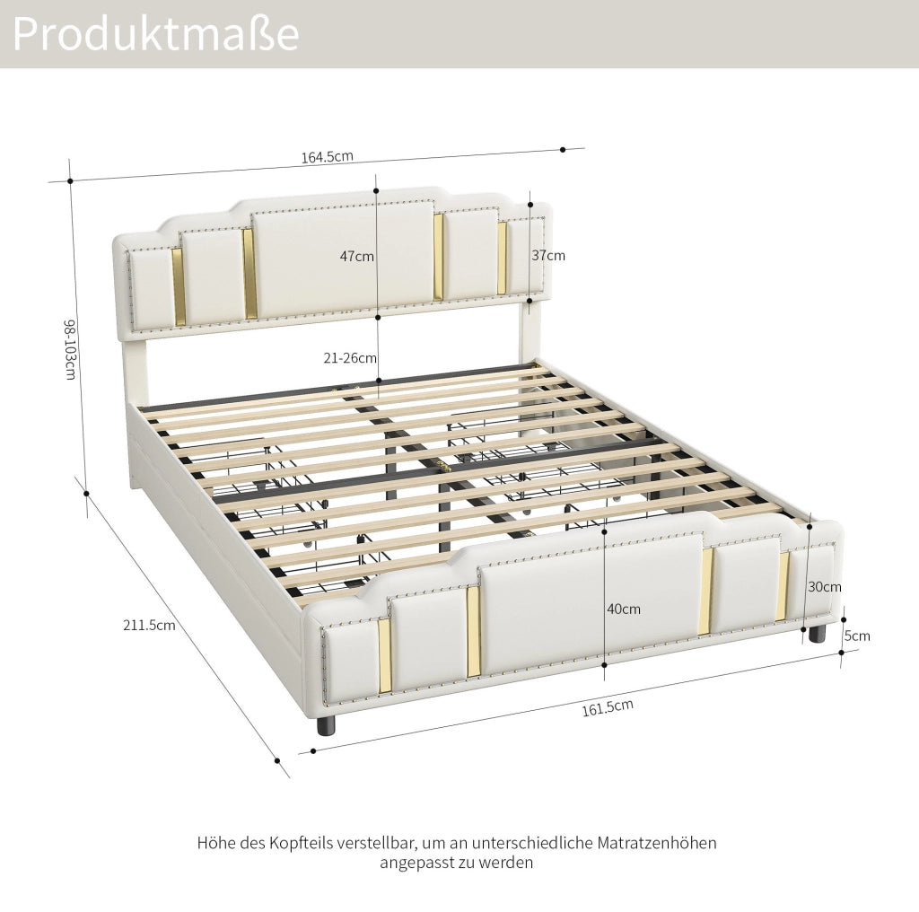 Letto 160x200 cm con cassetti e LED in velluto beige