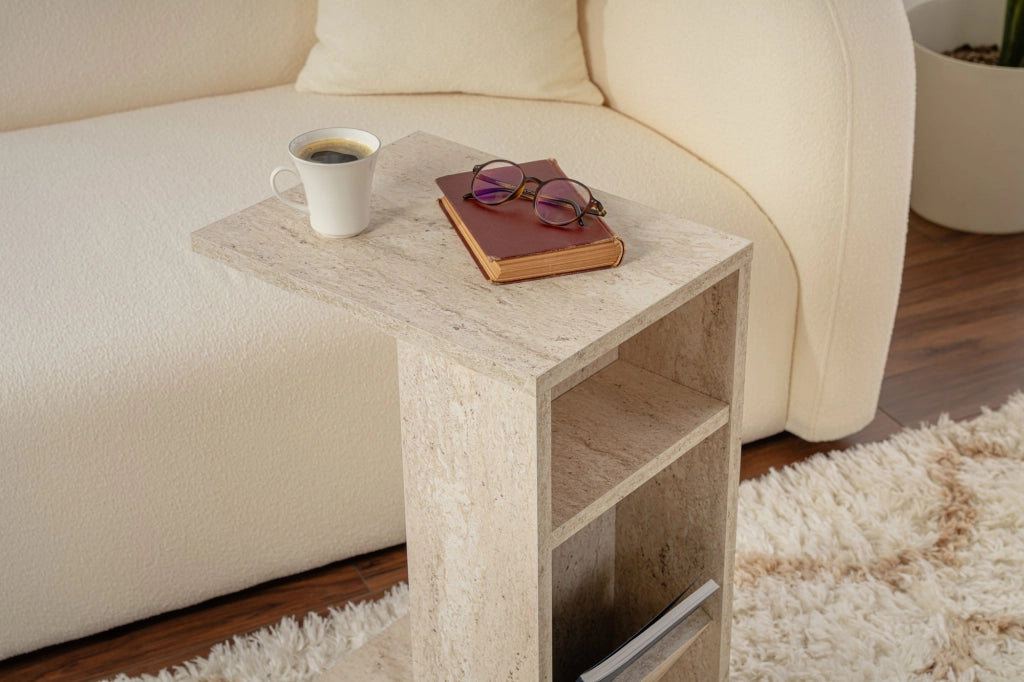 Tavolino in legno "Filinta" - 30 x 40 x 63 cm - Travertino