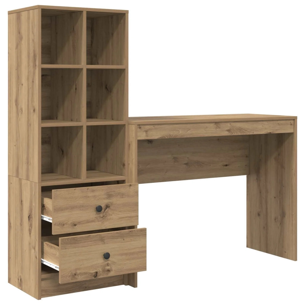 Scrivania con cassetto con lo scaffale 2 pcs Rovere artigianale 3337336